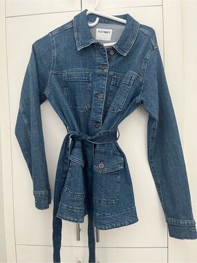 Old Navy Blue Denim Tie-Waist Jacket